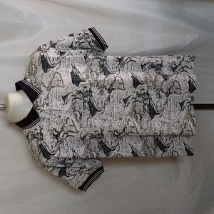 Michael Austin Men's Swordfish Print Short Sleeve Polo Shirt Size Medium